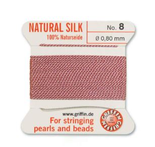 Griffin-100% Silk Bead Cord/Size 06(0.7mm)-Dark Pink 2 meter